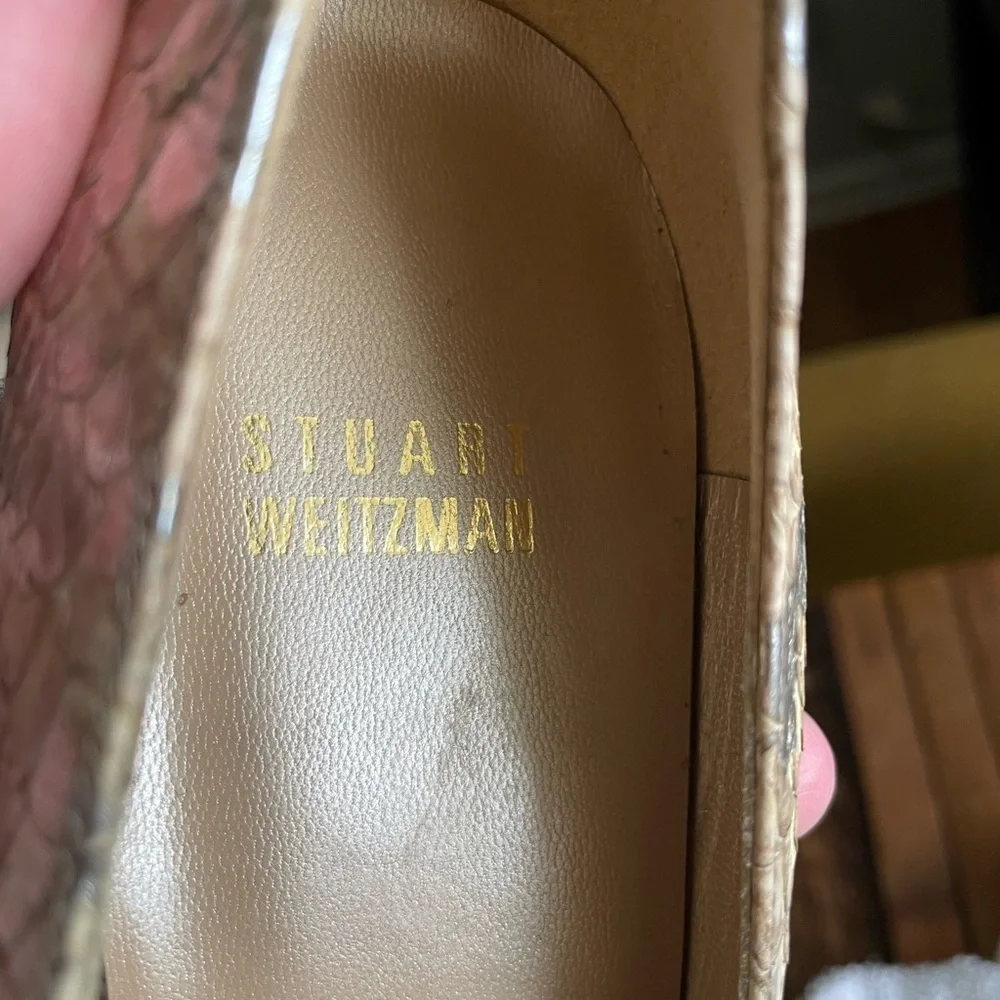 Stuart Weitzman Metallic Gold Snakeskin Heels Pumps stiletto shoes almost new 10